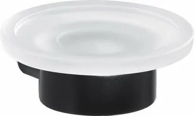 Image de Sapho Gedy Pirenei - Porte-savon avec support, noir mat/verre satiné PI1114