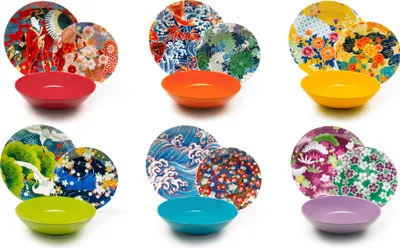 Immagine prodotto di Set di stoviglie Excelsa 18 pezzi Kimono in porcellana e gres colorato