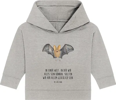 Produktbild von Mr. & Mrs. Panda Organic Baby Hoodie Fledermaus Flügel 12. - 18. Monat - Heather Grey - Geschenk, Kapuzenshirt, Lustige Sprüche, Kapuzensweatshirt