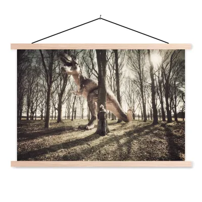 Produktbild von MuchoWow® Textilposter Dinosaurier - Wald - Baum 60x40 cm mit holzfarbenen Rahmen - Bilder