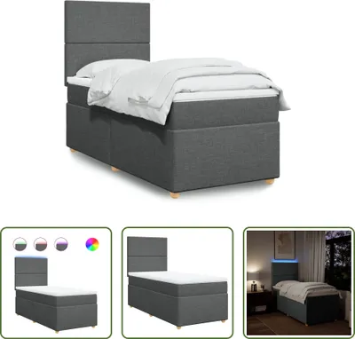 Produktbild von The Living Store Boxspringbett mit Matratze Dunkelgrau 80x200 cm Stoff
