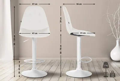 Zdjęcie produktu dla Stołek barowy Elmore imitacja skóry  W biały
