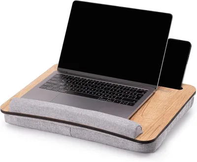 Produktbild von Laptoptisch Eiche und Grau, verstellbar, für Bett