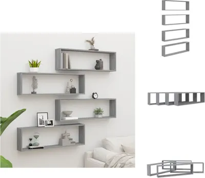 Obrázok produktu pre vidaXL Nástenné police 4 ks Sivá Sonoma 100x15x30 cm Materiál na báze dreva - Nástenné police