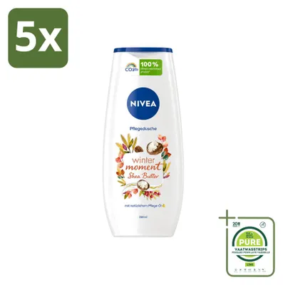 Productafbeelding van 5 x NIVEA Winter Moment douchegel met shea boter - 250 ml - grootverpakking - 5 stuks