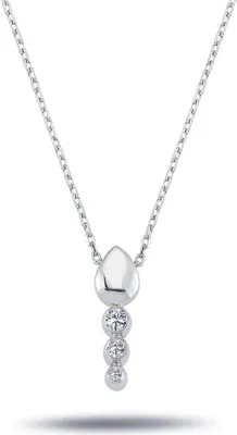 Produktbild von Diamant Halskette mit 0,10 Carat Tria-Anhänger in 14 Karat Weißgold