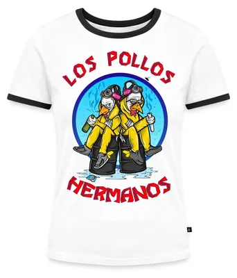Produktbild von Spreadshirt Breaking Bad Los Pollos Hermanos White Pinkman Frauen Kontrast T-Shirt, L, Weiß/Schwarz