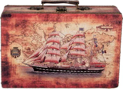 Produktbild von Truhe Kiste SJ1280 Schiff Kofferdesign Holztruhe Schatzkiste Geschenkbox, Größe:Größe L ( 31cm B x 20cm T x 10cm H )