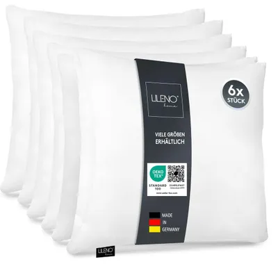 Produktbild von LILENO HOME Microfaser Kissen 50x50 cm [6er Set] bis 95 Grad waschbar mit Reißverschluss - Kopfkissen 50x50 cm als Kissen-Füllung für Bett oder als Deko-Kissen - Sofa-Kissen & Zier-Kissen