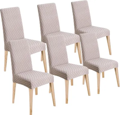 Produktbild von Husse 6er-Set, universelle Stuhlhussen für Esszimmerstühle, abnehmbare, waschbare Stuhlhussen für Esszimmerstühle, Küche, Restaurants, Hotels