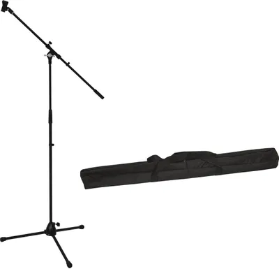 Produktbild von OMNITRONIC Set Mikrofonstativ mit Galgen PRO schwarz + Tasche