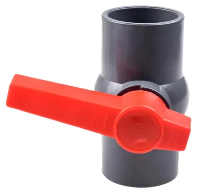 Produktbild von PVC-Kugelhahn für Wasserversorgungsrohr mit Schiebeausführung und Klebeanschluss (50mm)