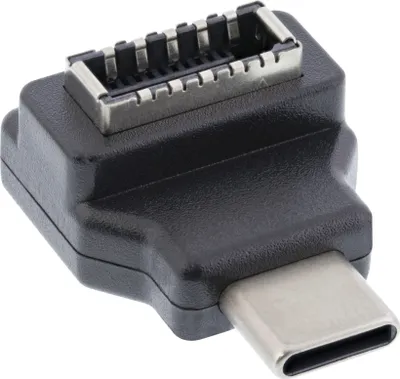 Produktbild von InLine USB 3.2 Adapter, USB-C Stecker zu intern USB-E Frontpanel Buchse, Schwarz