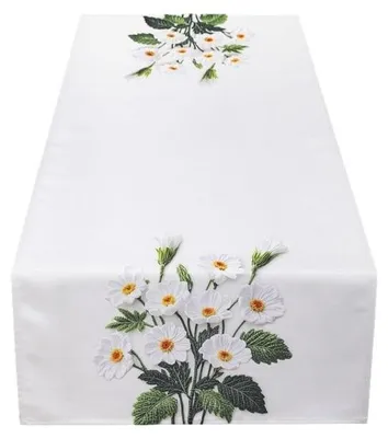 Immagine prodotto di Tovaglia, runner decorativo, primavera, bianco, fiori 40x140 cm 060