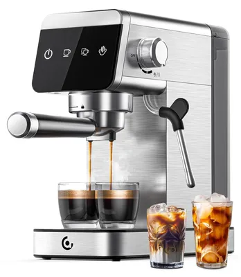 Espressomaschine 20 bar, 1,2 l Tank, Edelstahl, 1350 W