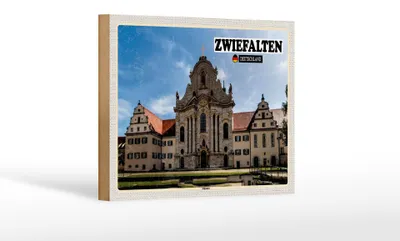 Produktbild von Holzschild Städte Zwiefalten Münster Gebäude Dekoration 18x12 cm