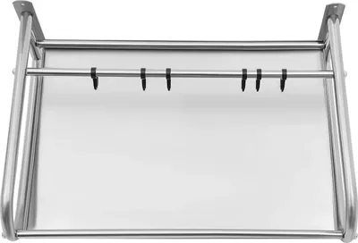 Immagine prodotto di Mensola da parete per microonde - Supporto portaoggetti - Acciaio inossidabile - 53 cm - 6 ganci - Facile da montare - Salvaspazio - Argento