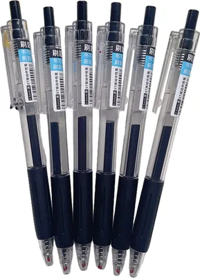 Produktbild von 6pcs 0,5 mm schwarzer Wasserbasis Stift-Push-Design Schnell Trocknenschule Schreibweise mechanische Gel Tinte Stift Bürovorräte-Schwarz