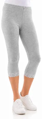 Produktbild von YESET Capri 3/4 Leggings Spitze Baumwolle Damen GRAU-HELL S, KI-generiertes Bild