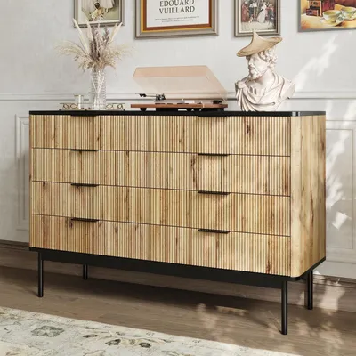 Produktbild von Sideboard mit 8 Türen 120x39,5x80cm Schwarz Holzoptik