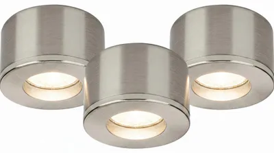 Produktbild von Malmbergs 3er Set Mini LED Spots MD-29 – Einbau & Aufbau, dimmbar, IP44, nickel matt