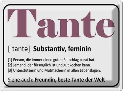 Produktbild von vianmo Blechschild 30x40 cm Tante Freundin beste Welt Spruch Zitat