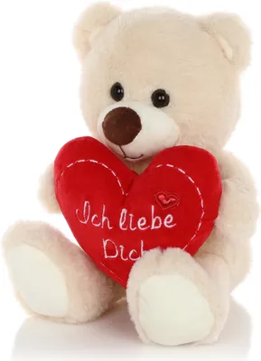 Produktbild von CEJAMA Teddybär Plüschbär mit Herz - Liebevolles Kuscheltier mit Liebes Botschaft - Ideales Geschenk zum Geburtstag, Valentinstag oder Muttertag 25 cm