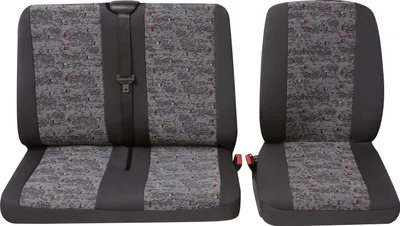 Produktbild von Transporter Sitzbezüge für Einzel- und Doppelsitz (vorne) 2-teilig ohne Seitenairbag - Profi 3 in grau | Autositzbezüge / Schonbezüge von PETEX