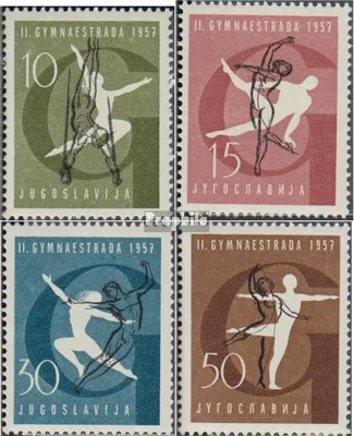 Produktbild von Briefmarken Jugoslawien 1957 Mi 823-826 (kompl.Ausg.) mit Falz Weltgymnastikspiele