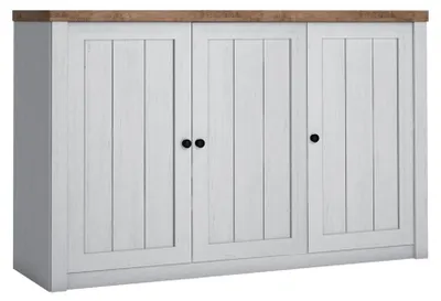 Produktbild von Buffet Léandre mit 3 Türen, Weiß und Holzoptik, 130.2cm