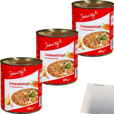 Produktbild von Jeden Tag Linseneintopf 3er Pack (3x800g Dose) + usy Block