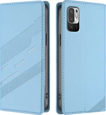 Produktbild von Hülle für Xiaomi Redmi 10, Kunstleder Brieftaschen Handyhülle mit Kartenfach und Standfunktion Hellblau