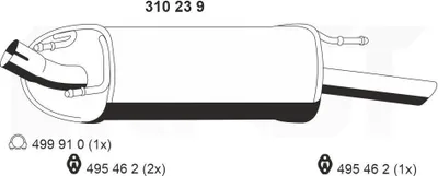 Produktbild von ERNST 310239 Endschalldämpfer für FORD Fiesta Mk4 Schrägheck (JAS, JBS) Auspuff