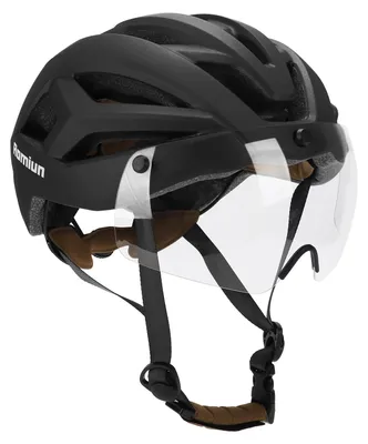 Produktbild von Magnetvisier-Fahrradhelm aus PC und EPS, leicht, mit 20 Belüftungsöffnungen, verstellbare Passform, für Mountainbike und Rennrad, schwarz, Größe L