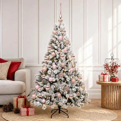 Imagen del producto de Árbol de Navidad artificial con adornos navideños, 120 cm, 150 luces LED