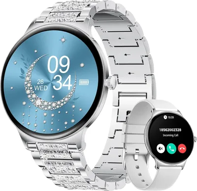 Produktbild von Smartwatch Damen mit Telefonfunktion, Fitness Tracker 120+ Sportmodi/IP68/SpO2/Herzfrequenz/Menstruationszyklus