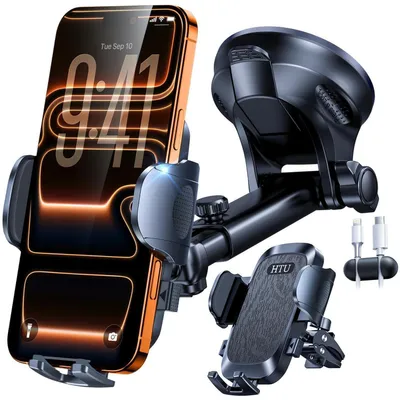 Produktbild von Handyhalterung Auto 360° Drehbar Saugnapf & Lüftung für Armaturenbrett/Scheibe Schwarz