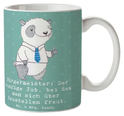 Produktbild von Mr. & Mrs. Panda Geschenktasse Bürgermeister Freude - Meeresbrise - Geschenk, Keramiktasse, Geschenke mit Herz, Beruf, Trinkbecher, Kaffeetasse, Berufsgestaltung, Bau