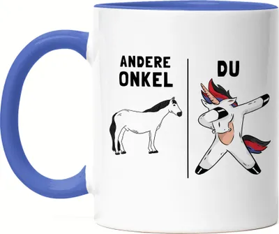 Produktbild von Andere Onkel Du Tasse Blau Einhorn Pferd Dankeschön Geschenkidee Lustig Humor