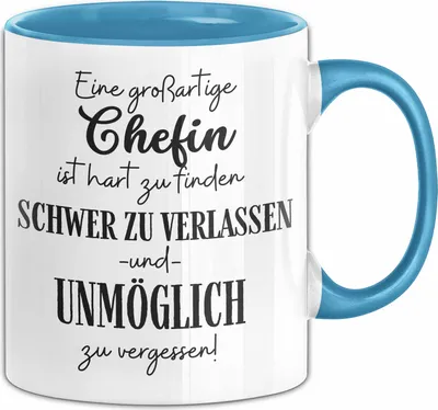 Produktbild von Chefin Abschied Geschenk Tasse Abschiedsgeschenk für Chefin Hart Zu Finden Schwer Zu Verlassen (Blau)