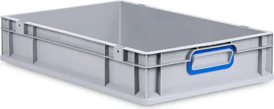 Produktbild von Eurobox NextGen Color | HxBxT 12x40x60cm | 23 Liter | Griffe blau geschlossen | Glatter Boden | Grau | Eurobehälter, Transportbox, Transportbehälter, Stapelbehälter
