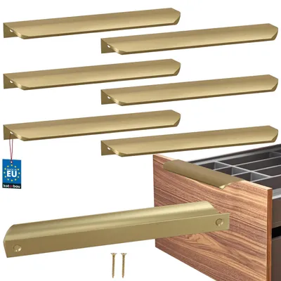 Produktbild von KOTARBAU® 6er Set Möbelgriff Schrankgriffe 212 mm Gold Matt ZnAl Hinterschraubgriffe Kantengriff Schubladengriffe Küche Modern