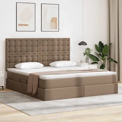 Image de Maison Exclusive - Lit avec rangement Cappuccino 180 x 200 cm, simili cuir