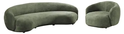 Produktbild von HOME DELUXE Lounge Set CASARA - Dunkelgrün I Sofa, Sessel, Bequem, Moderne, Schlaffunktion, Ecksofa, Schwebendes Design, Stilvoll, Modern, Edel, Premium, Hochwertig, Tiefe Sitzfläche, Stabile Unterkonstruktion