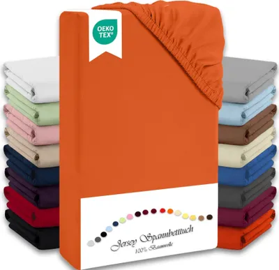 Produktbild von Jersey Spannbettlaken 90-100x190-200cm Orange