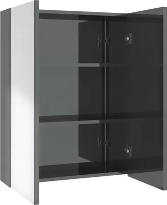 Produktbild von vidaXL Bad-Spiegelschrank 60x15x75 cm MDF Glänzendes Grau