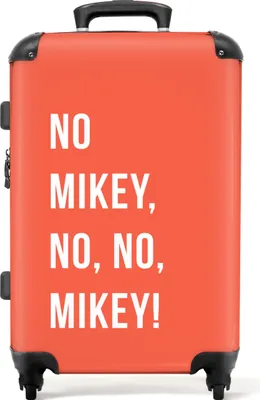 Produktbild von NoBoringSuitcases.com® Großer Koffer - Zitate - Nein Mikey, nein, nein, Mikey! - Orange - Kombinationsschloss TSA - Hartschalen Trolley 4 Rollen - 72 liter - Reisekoffer - 66 cmKoffer Mittelgroß 67x43x25 cm, 72L,