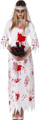 Zdjęcie produktu dla Kostium panny młodej zombie na Halloween biało-czerwony