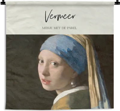 Produktbild von MuchoWow® Wandteppich Wandbehang Das Mädchen mit dem Perlenohrring - Johannes Vermeer - Alte Meister 150x150 cm Tapisserie Dekoration Wandtuch - Wohnaccessoires - Modernes