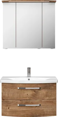 Produktbild von PELIPALSerie 4010 40100800269 Block bestehend aus:Keramik-Waschtisch, Unterschrank, Spiegelschrank mit Kranz / 84cm